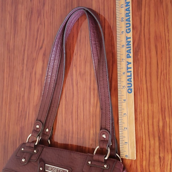 Rosetti Midtown Eggplant Leather Satchel Bag / Shoulder Purse. - Picture 11 of 16